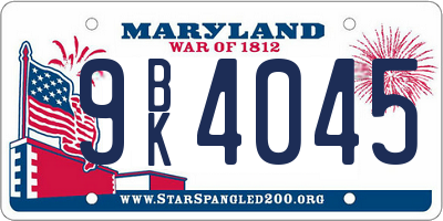 MD license plate 9BK4045