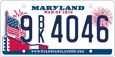 MD license plate 9BK4046