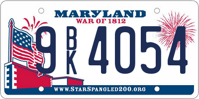 MD license plate 9BK4054