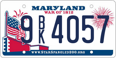 MD license plate 9BK4057