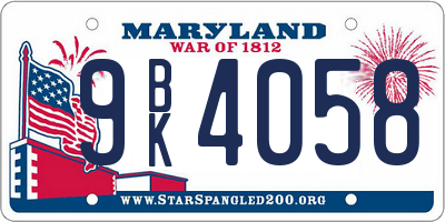 MD license plate 9BK4058