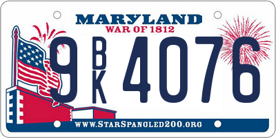 MD license plate 9BK4076