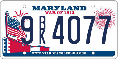 MD license plate 9BK4077