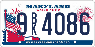 MD license plate 9BK4086
