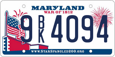 MD license plate 9BK4094