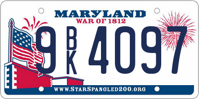 MD license plate 9BK4097