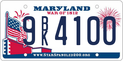 MD license plate 9BK4100