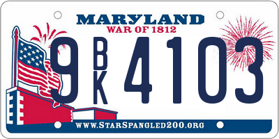 MD license plate 9BK4103