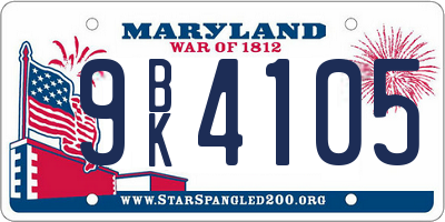 MD license plate 9BK4105
