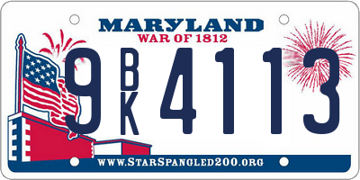 MD license plate 9BK4113