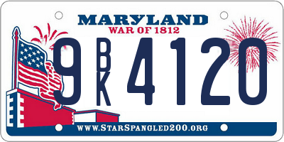 MD license plate 9BK4120