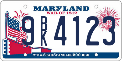 MD license plate 9BK4123