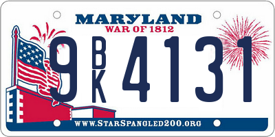 MD license plate 9BK4131