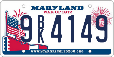 MD license plate 9BK4149