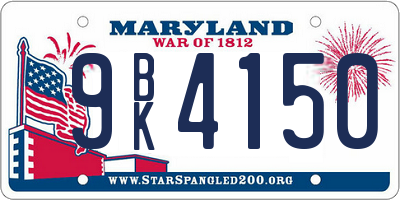 MD license plate 9BK4150