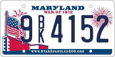 MD license plate 9BK4152