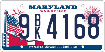 MD license plate 9BK4168