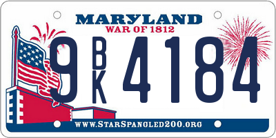MD license plate 9BK4184