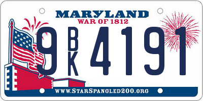 MD license plate 9BK4191