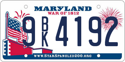 MD license plate 9BK4192
