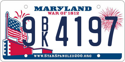 MD license plate 9BK4197