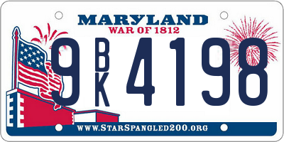 MD license plate 9BK4198
