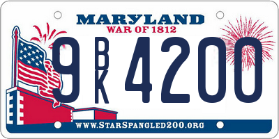 MD license plate 9BK4200