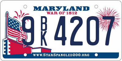 MD license plate 9BK4207