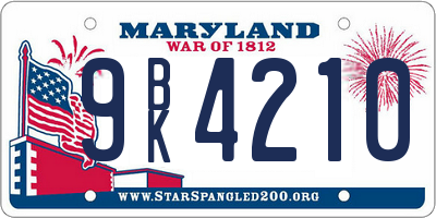 MD license plate 9BK4210