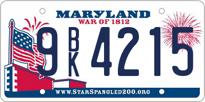 MD license plate 9BK4215