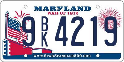 MD license plate 9BK4219