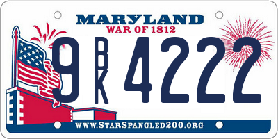 MD license plate 9BK4222