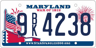 MD license plate 9BK4238