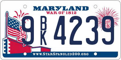 MD license plate 9BK4239