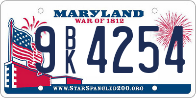 MD license plate 9BK4254