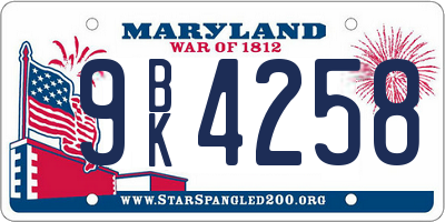 MD license plate 9BK4258