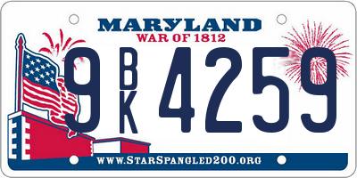 MD license plate 9BK4259