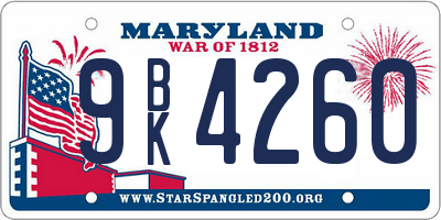 MD license plate 9BK4260