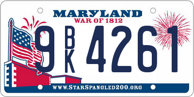 MD license plate 9BK4261