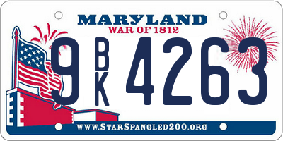 MD license plate 9BK4263