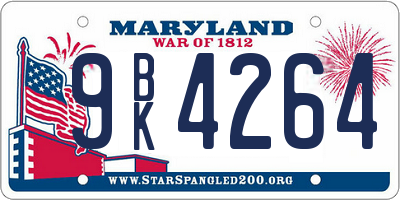 MD license plate 9BK4264
