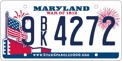 MD license plate 9BK4272