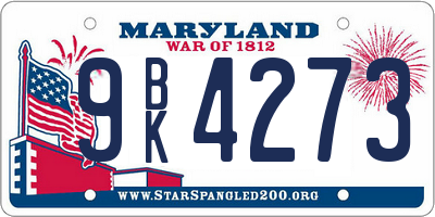 MD license plate 9BK4273
