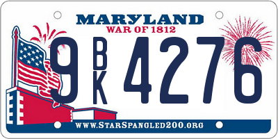 MD license plate 9BK4276