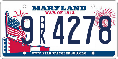 MD license plate 9BK4278