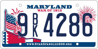 MD license plate 9BK4286