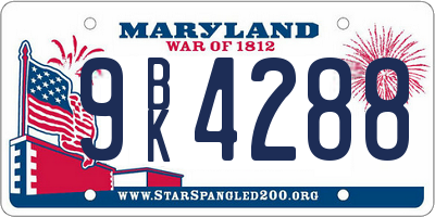 MD license plate 9BK4288