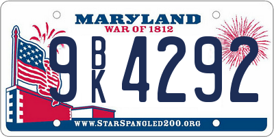 MD license plate 9BK4292