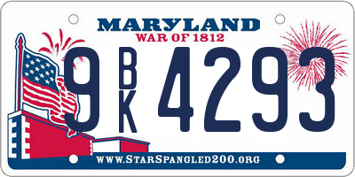 MD license plate 9BK4293