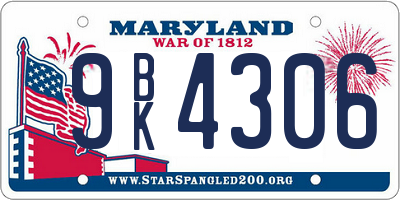 MD license plate 9BK4306